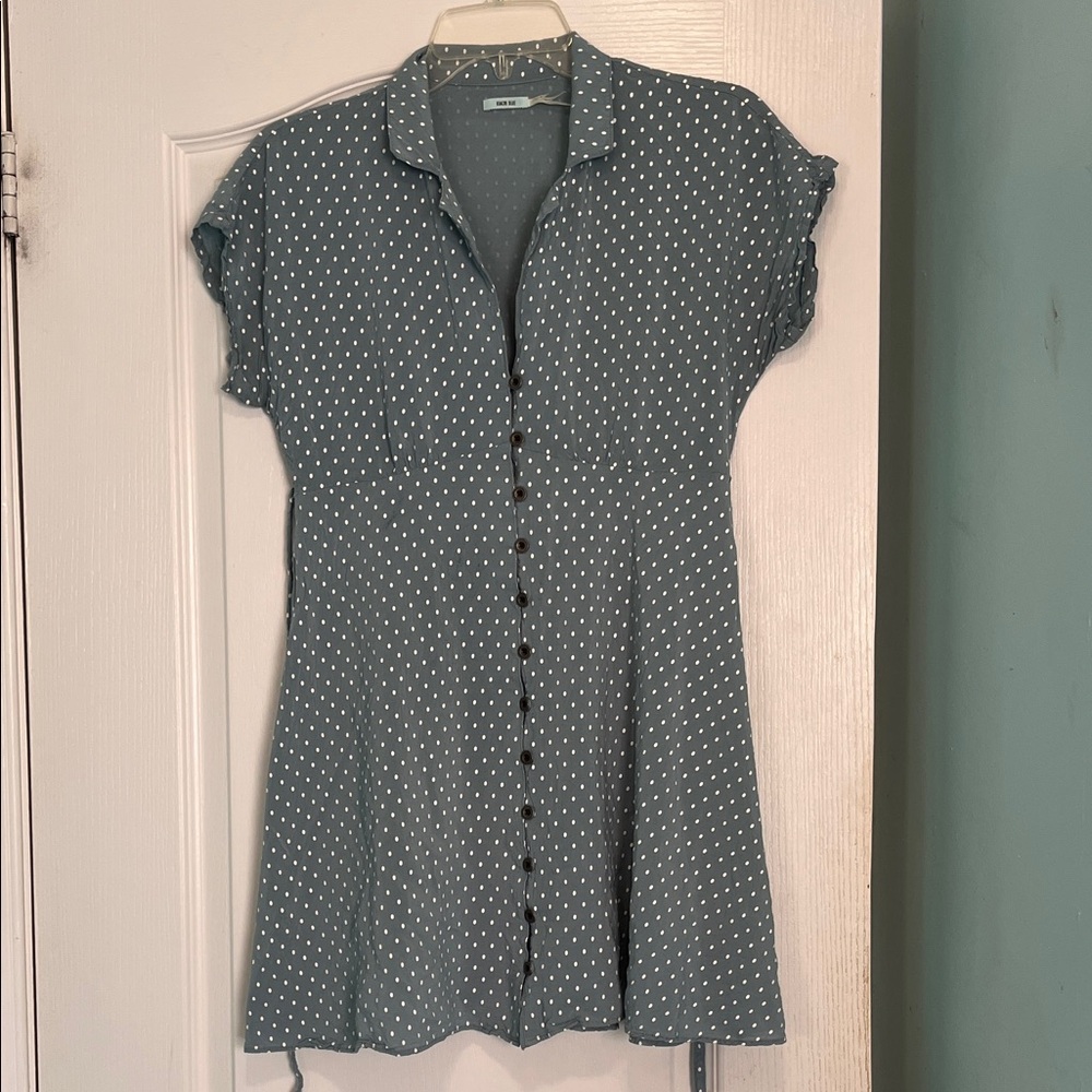 Kimchi Blue Polka Dot Mini Dress - Blue and White